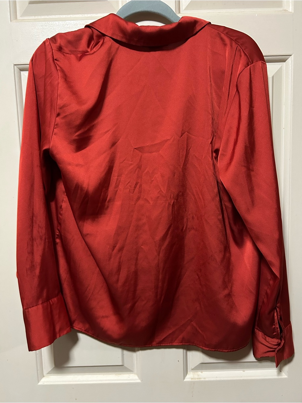 RACHEL Rachel Roy Scarlet Satin Button-Down Blouse - Picture 3 of 4